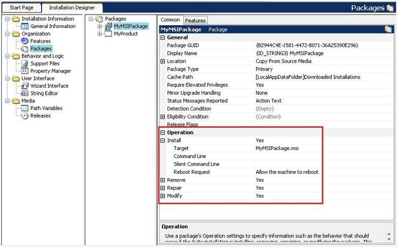 Installing a Suite: Package Operations