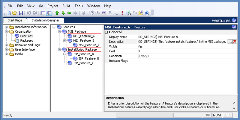 Configuring Package Features from a Suite/Advanced UI or Advanced UI Installer