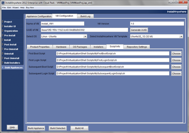 Configuring User-Defined Boot and Login Scripts for a Virtual Appliance