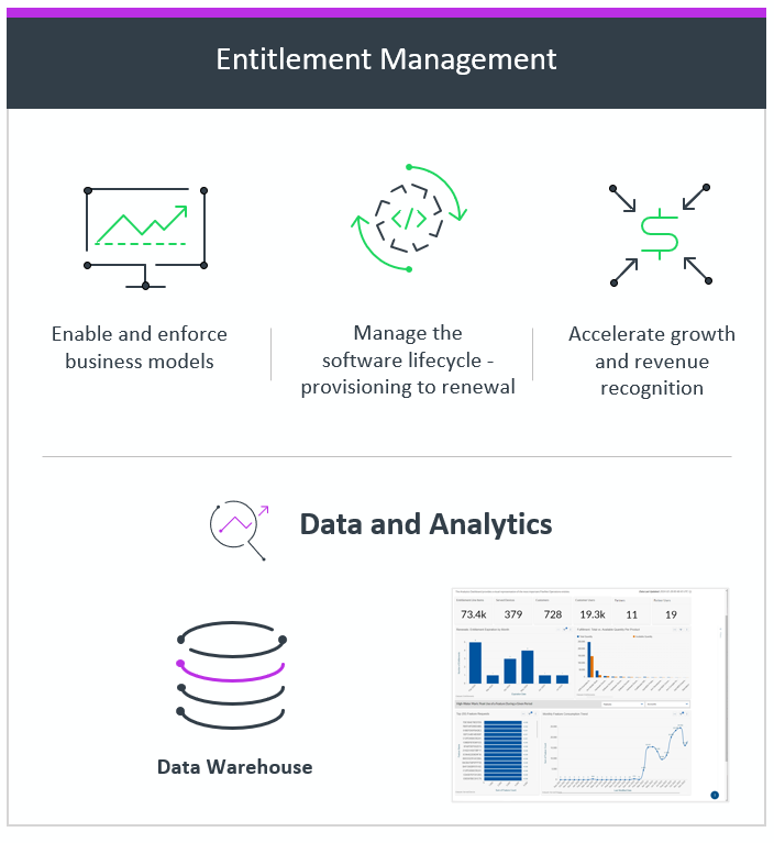 Diagram showing the importance of entitlement management for enabling multiple SaaS pricing models.