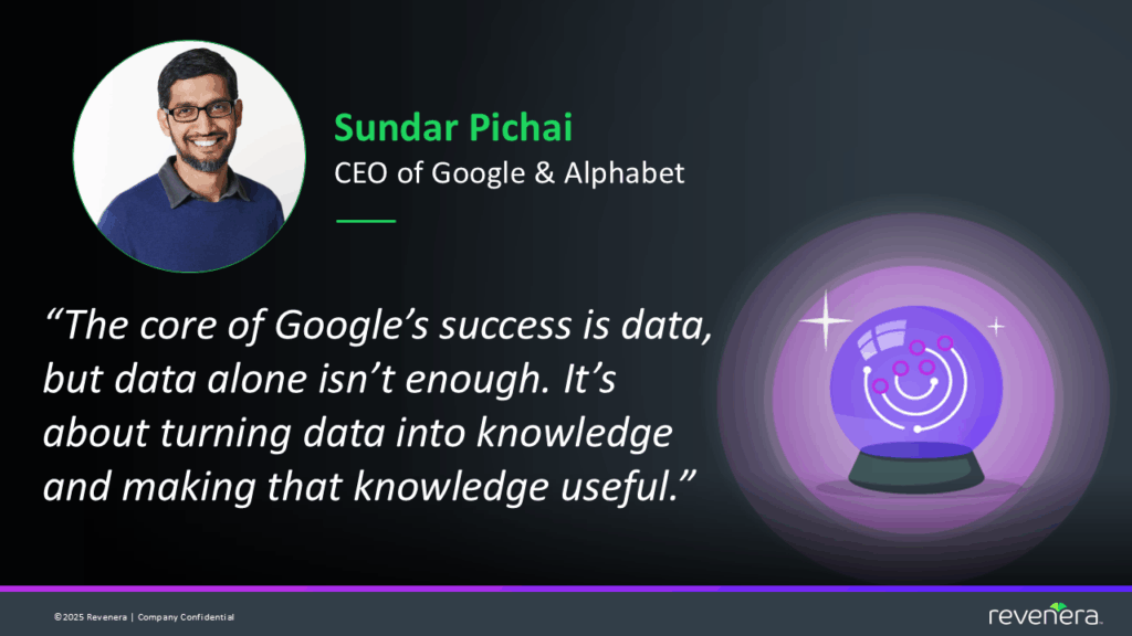 Sundar Pichai's quote on customer data analytics.