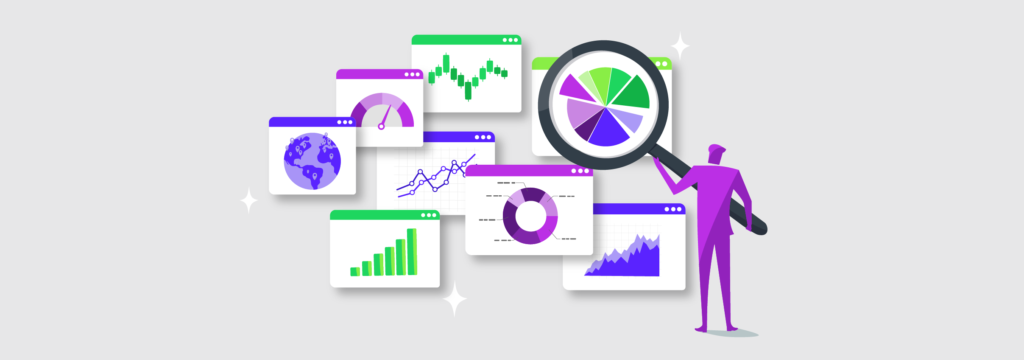 An executive examines various dashboards depicting hybrid monetization strategies.