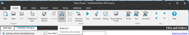 Build the project using the options available in the toolbar/ribbon