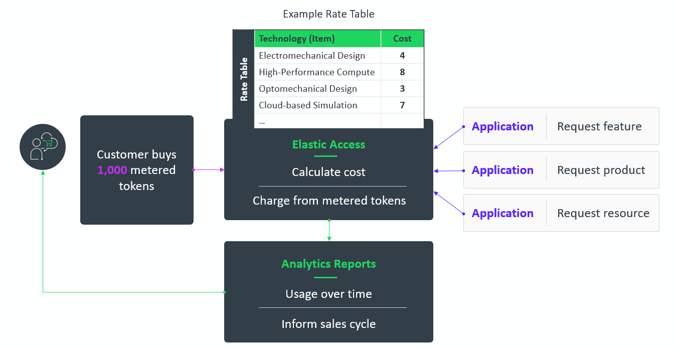Diagram showing how Elastic Access works within Dynamic Monetization.