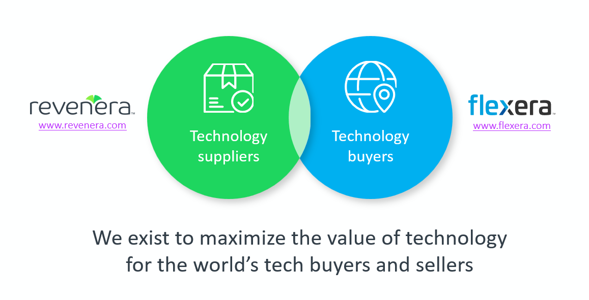 Alt text for image: Visual explanation of Revenera and Flexera’s software license management tools.